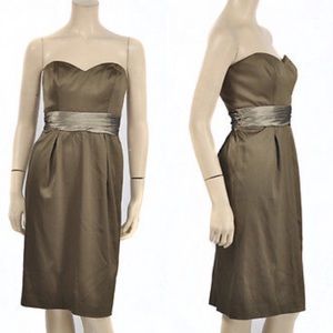 Olive green Badgley Mischka strapless dress